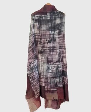 Franco Ferrari Italy Hand Painted Wool Cashmere Oversized Wrap Shawl Scarf Rare
